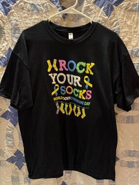 Rock Your Socks Women’s Black Graphic Tee - World Down Syndrome Day
